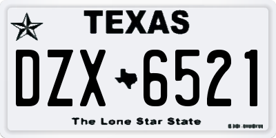 TX license plate DZX6521