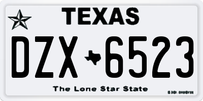 TX license plate DZX6523