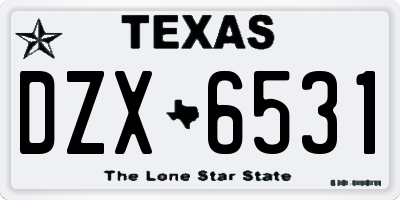 TX license plate DZX6531