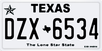 TX license plate DZX6534