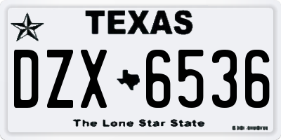 TX license plate DZX6536