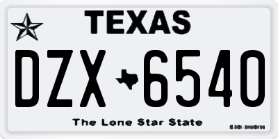 TX license plate DZX6540