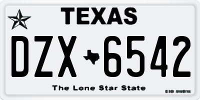 TX license plate DZX6542