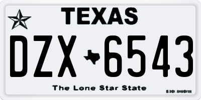 TX license plate DZX6543