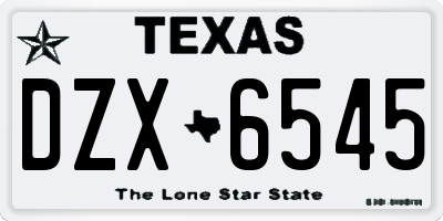 TX license plate DZX6545