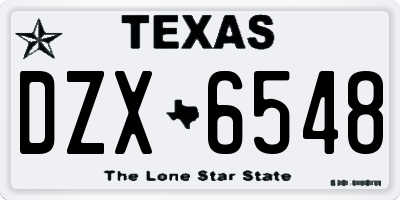 TX license plate DZX6548