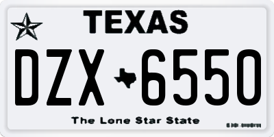 TX license plate DZX6550