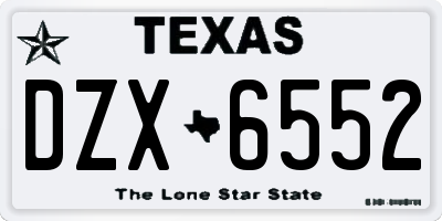 TX license plate DZX6552