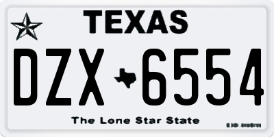 TX license plate DZX6554