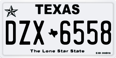 TX license plate DZX6558