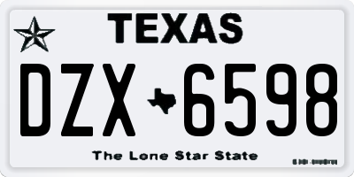 TX license plate DZX6598