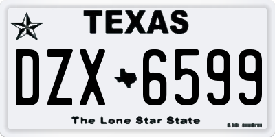 TX license plate DZX6599