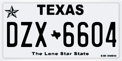 TX license plate DZX6604