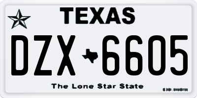 TX license plate DZX6605