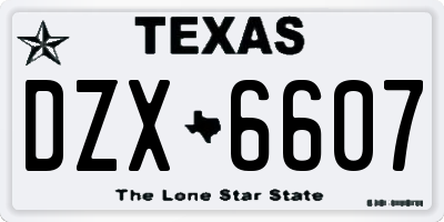 TX license plate DZX6607