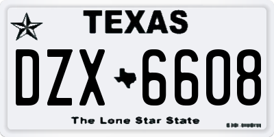 TX license plate DZX6608