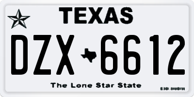 TX license plate DZX6612