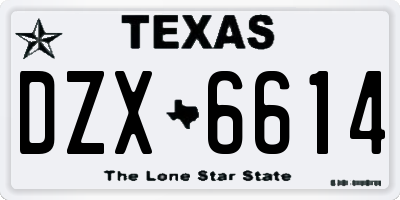 TX license plate DZX6614