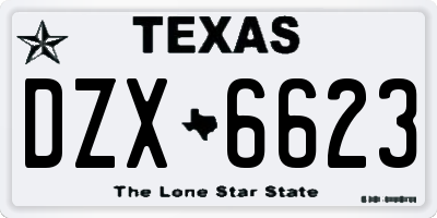 TX license plate DZX6623
