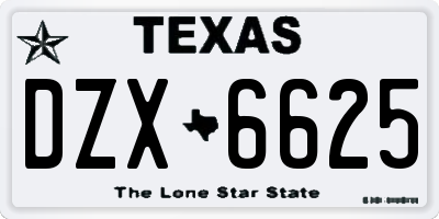TX license plate DZX6625