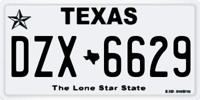 TX license plate DZX6629