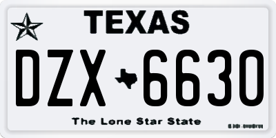 TX license plate DZX6630