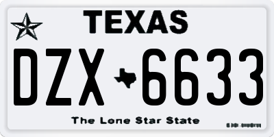 TX license plate DZX6633