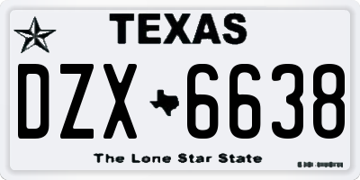 TX license plate DZX6638