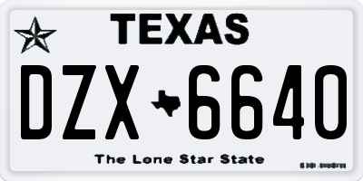 TX license plate DZX6640