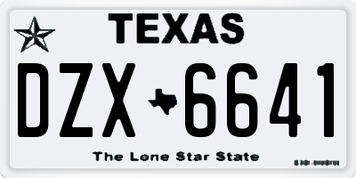 TX license plate DZX6641