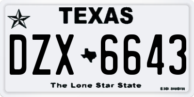 TX license plate DZX6643