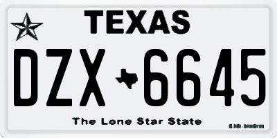 TX license plate DZX6645