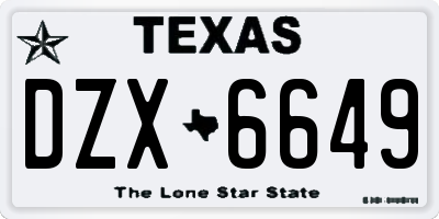 TX license plate DZX6649