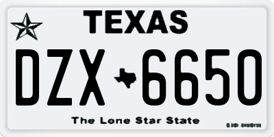 TX license plate DZX6650