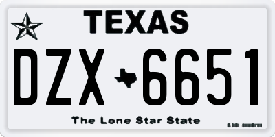 TX license plate DZX6651