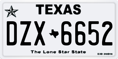 TX license plate DZX6652