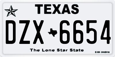 TX license plate DZX6654