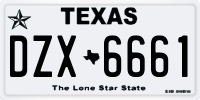 TX license plate DZX6661