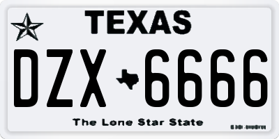TX license plate DZX6666