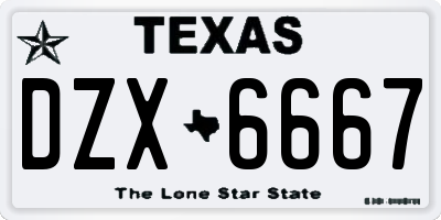 TX license plate DZX6667