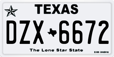 TX license plate DZX6672