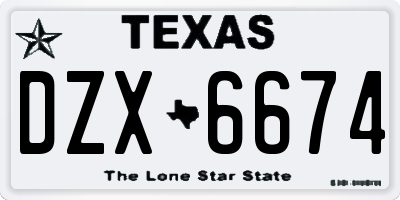 TX license plate DZX6674