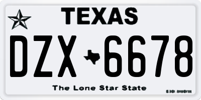 TX license plate DZX6678