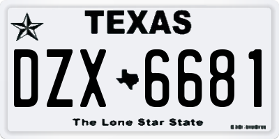 TX license plate DZX6681