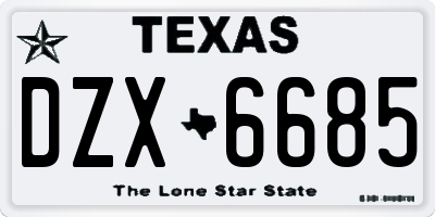 TX license plate DZX6685