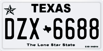 TX license plate DZX6688
