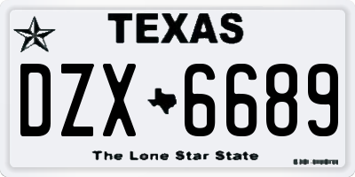 TX license plate DZX6689