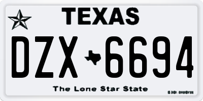 TX license plate DZX6694