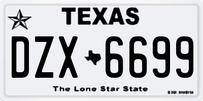TX license plate DZX6699