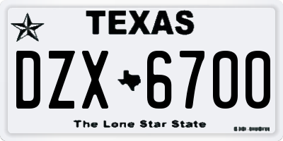 TX license plate DZX6700